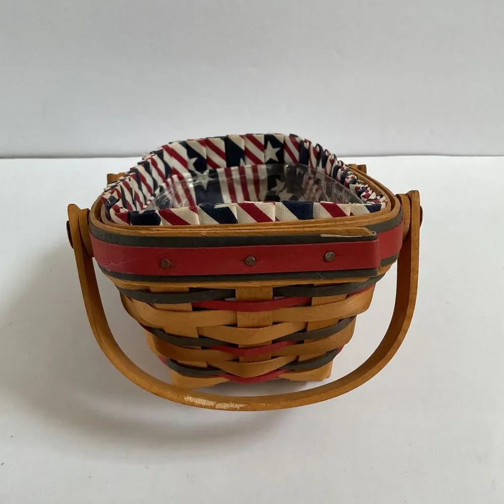 Longaberger All American SUMMERTIME Patriotic Basket Star Stripe Liner Protector